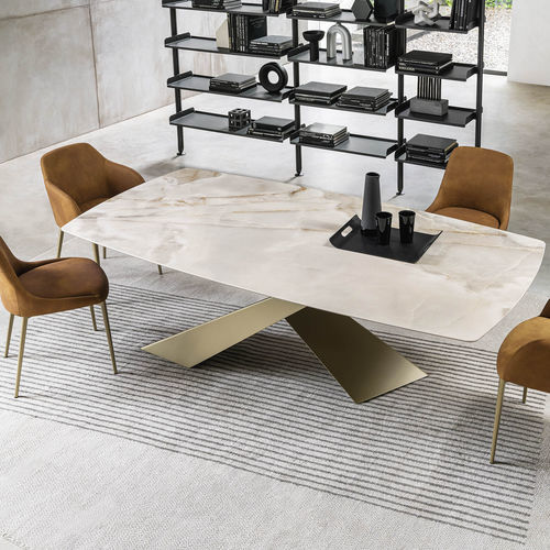 Tavolo contemporaneo - LIVING - Riflessi - in ceramica / con supporto in metallo verniciato / rettangolare