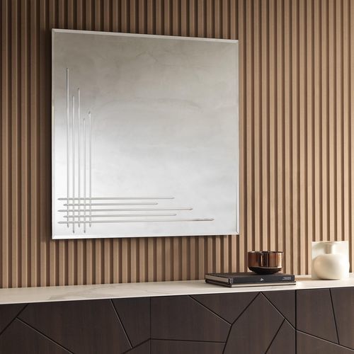 Specchio a muro - INCISO - Riflessi - contemporaneo / quadrato / argentato