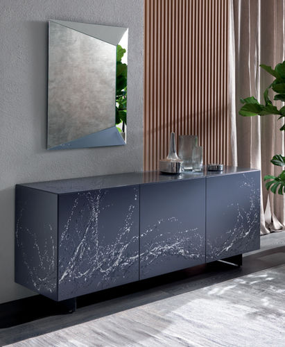 Credenza contemporanea - ESSENZIA ART - Riflessi - in legno laccato / bianca