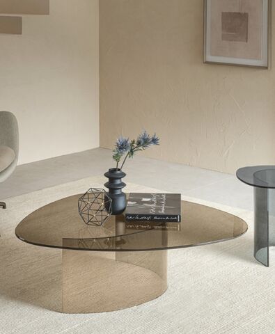 Tavolino basso minimalista - CRYSTAL  - Riflessi - in cristallo / con supporto in cristallo / per uso residenziale