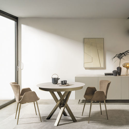 Tavolo contemporaneo - SHANGAI - Riflessi - in legno laccato / in vetro temprato / in ceramica