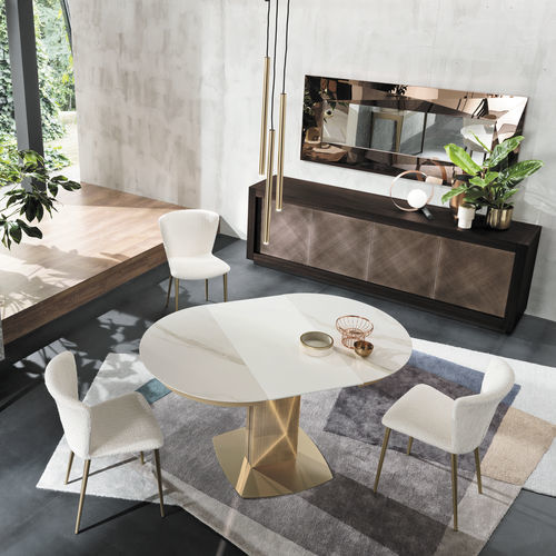 Tavolo contemporaneo - SABINO PIANO - Riflessi - in ceramica / con supporto in metallo / rettangolare