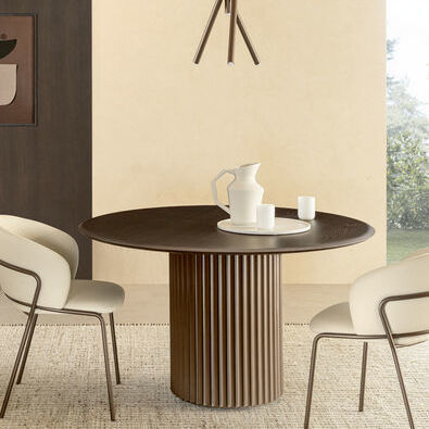 Tavolo contemporaneo - ENEA ROUND E SQUARE - Riflessi - in metallo / in legno / in vetro