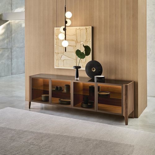Credenza in cristallo - CROSS - Riflessi - contemporanea / in legno / con ripiano