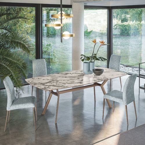 Tavolo in cristallo - PARADISE - Riflessi - contemporaneo / in vetro temprato / con supporto in alluminio laccato