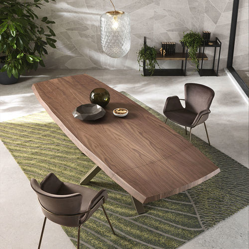 Tavolo contemporaneo - SHANGAI - Riflessi - in legno / con supporto in alluminio / rettangolare