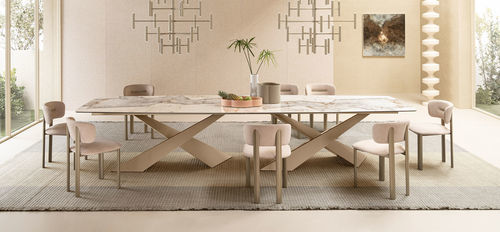 Tavolo da pranzo contemporaneo - LIVING PIANO EXTRALARGE - Riflessi - in metallo verniciato / in ceramica / con supporto in metallo