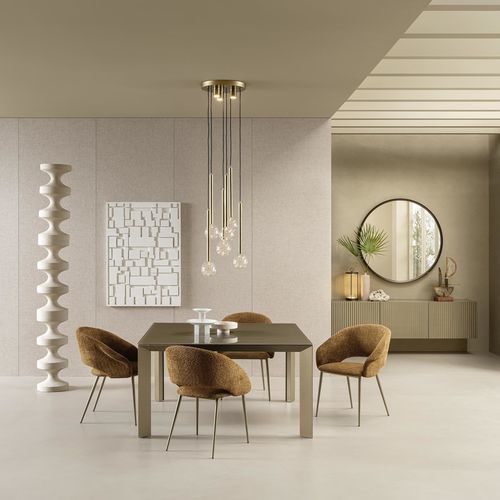 Tavolo da pranzo contemporaneo - MANHATTAN - Riflessi - in cristallo / in ceramica / con supporto in alluminio