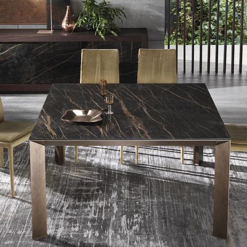 Tavolo da pranzo moderno - MANHATTAN - Riflessi - in alluminio / in alluminio laccato / in ceramica