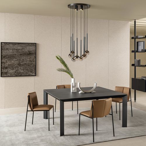 Tavolo da pranzo moderno - MANHATTAN NERO CONCRETE - Riflessi - in ceramica / in alluminio / in alluminio laccato