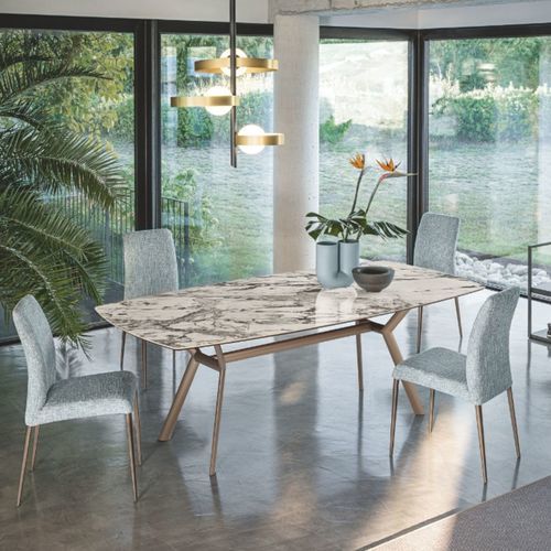Tavolo da pranzo contemporaneo - PARADISE - Riflessi - con supporto in alluminio dipinto / allungabile / per uso residenziale