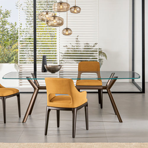Tavolo da pranzo contemporaneo - PARADISE - Riflessi - in ceramica / con supporto in alluminio dipinto / allungabile