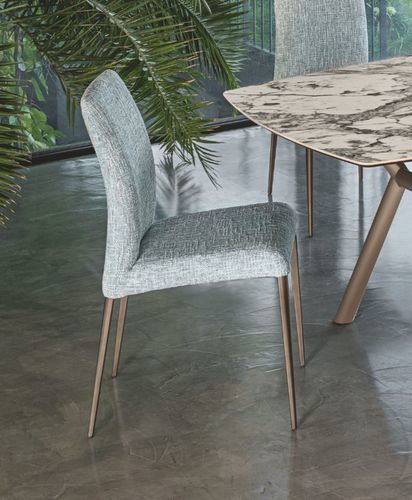 Sedia contemporanea - BRUNA FLEX - Riflessi - da interno / in pelle / con supporto in acciaio