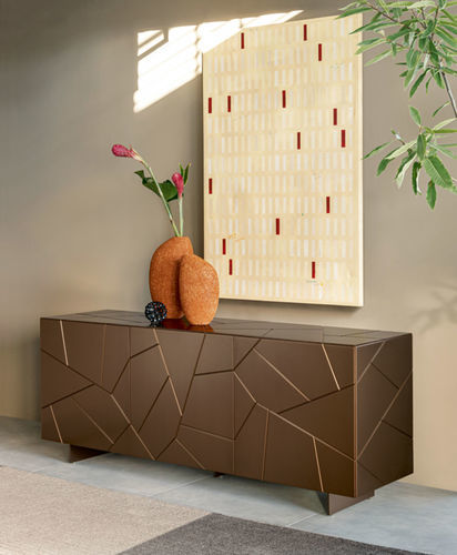 Credenza contemporanea - SEGNO - Riflessi - in legno laccato / con ante battenti / a slitta