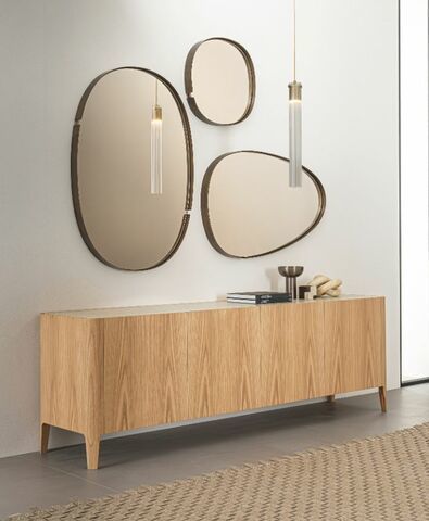Credenza contemporanea - CROSS - Riflessi - in rovere / in noce / in vetro