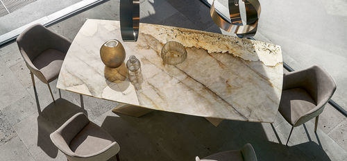 Tavolo contemporaneo - LIVING - Riflessi - in pietra naturale / con supporto in metallo / rettangolare