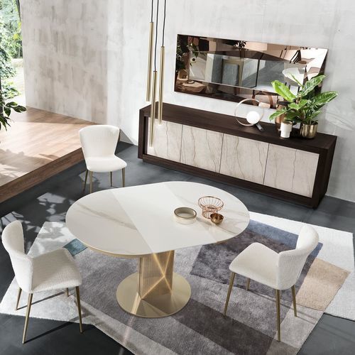 Tavolo contemporaneo - SABINO PIANO ROUND E SQUARE - Riflessi - in ceramica / con supporto in metallo / rettangolare