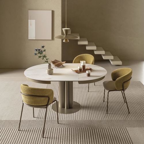 Tavolo in ceramica - TOWER - Riflessi - contemporaneo / con supporto in metallo / rettangolare