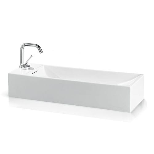 Lavabo da appoggio - L261 - A. e T. ITALIA - in ceramica / con miscelatore / rettangolare