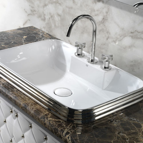 Lavabo da incasso - L611 - A. e T. ITALIA - in ceramica / in platino / con miscelatore