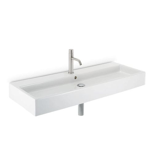 Lavabo sospeso - L279 - A. e T. ITALIA - in ceramica / con miscelatore / rettangolare