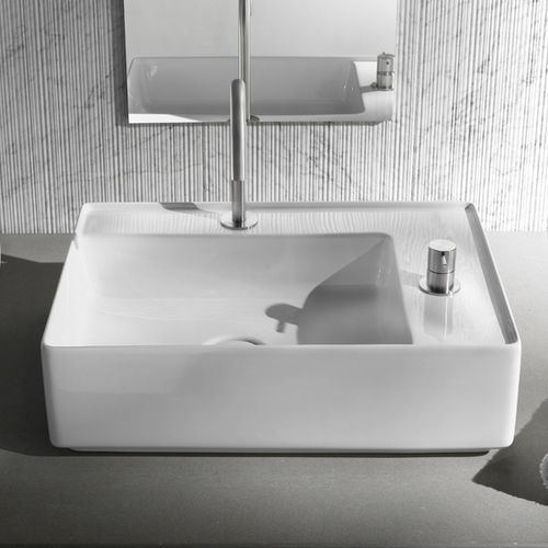 Lavabo sospeso - L640 - A. e T. ITALIA - in ceramica / rettangolare / 2 fori