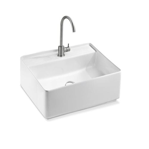 Lavabo sospeso - L648 - A. e T. ITALIA - in ceramica / quadrato / 1 foro