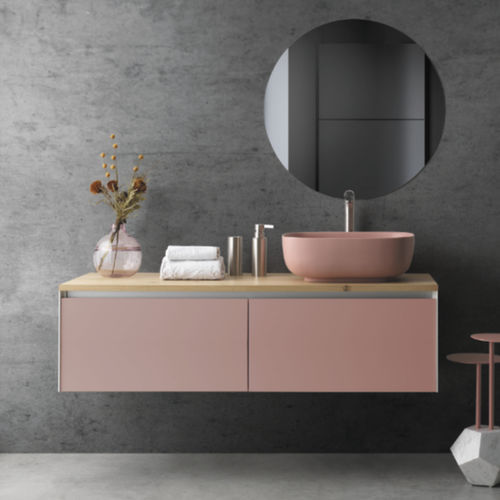 Mobile lavabo sospeso - C376 - A. e T. ITALIA - in legno / in metallo / contemporaneo