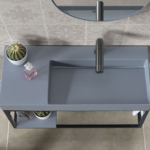 Lavabo sospeso - L014 - A. e T. ITALIA - in ceramica / con piano integrato / rettangolare