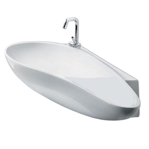 Lavabo sospeso - L500 - A. e T. ITALIA - in ceramica / con piano integrato / organico
