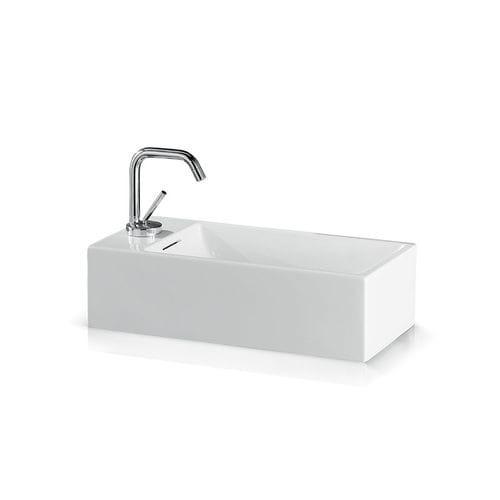 Lavabo da appoggio - L262 - A. e T. ITALIA - in ceramica / con miscelatore / rettangolare