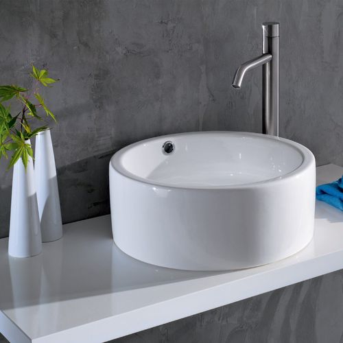 Lavabo da appoggio - L260 - A. e T. ITALIA - in ceramica / rotondo / senza foro
