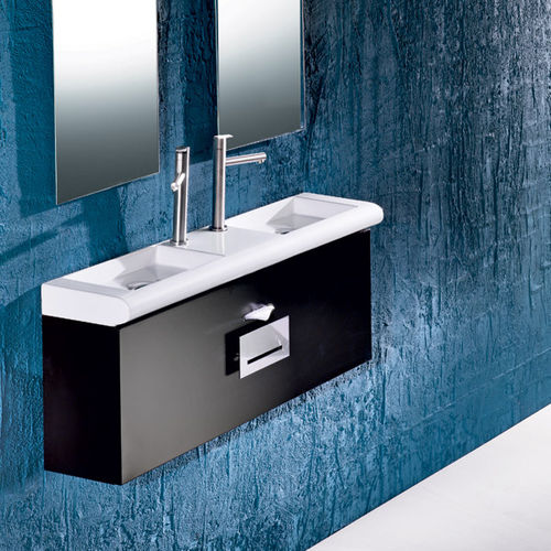 Mobile lavabo doppio - A. e T. ITALIA - sospeso / in legno / contemporaneo