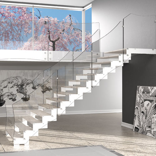 Scala dritta - REXAL XC - Mobirolo - con gradini in legno / con struttura in metallo / contemporanea