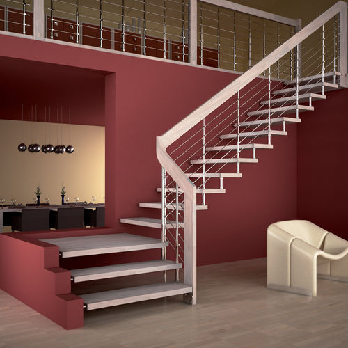 Scala a L - AKURA - Mobirolo - con gradini in legno / con struttura in metallo / contemporanea