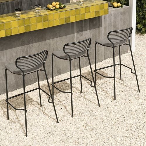 Sedia alta contemporanea - Apero - EMU - da esterno / in acciaio / con supporto in acciaio