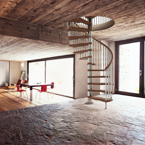 Scala a chiocciola - GENIUS 020 + 2: EASY - FONTANOT - ALBINI & FONTANOT - con gradini in legno / con struttura in metallo / contemporanea