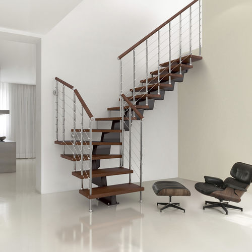 Scala a L - GENIUS : 050  - FONTANOT - ALBINI & FONTANOT - con gradini in legno / con struttura in acciaio / contemporanea