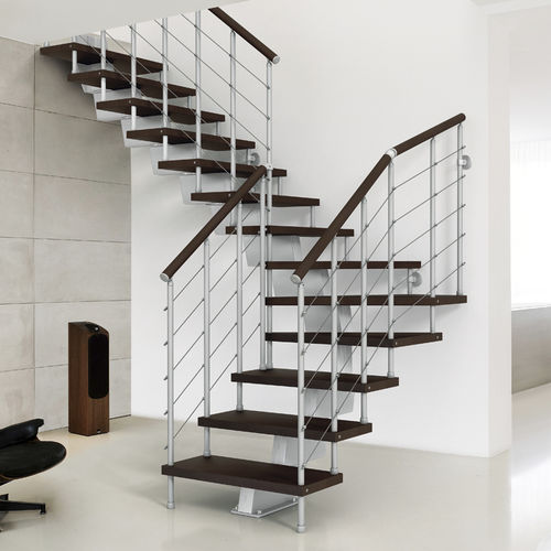 Scala a L - GENIUS : 010 - FONTANOT - ALBINI & FONTANOT - con gradini in legno / con struttura in acciaio / contemporanea