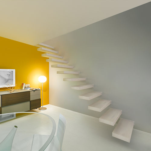 Scala dritta - WALL - FONTANOT - ALBINI & FONTANOT - con gradini in legno / contemporanea / prefabbricata
