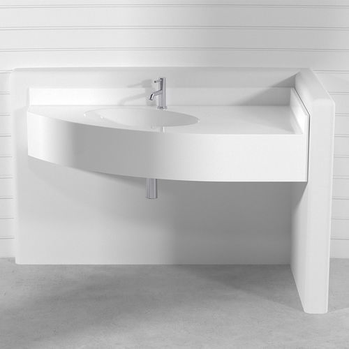 Lavabo sospeso - ROMA  - Technova S.r.l. - in ceramica / in Pietraluce® / con piano integrato