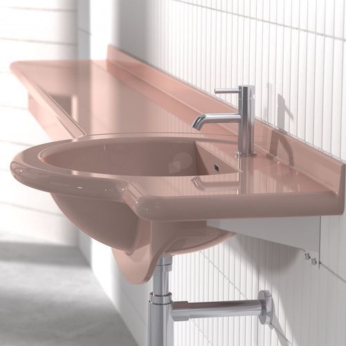 Lavabo sospeso - VENEZIA  - Technova S.r.l. - in ceramica / in Pietraluce® / con piano integrato