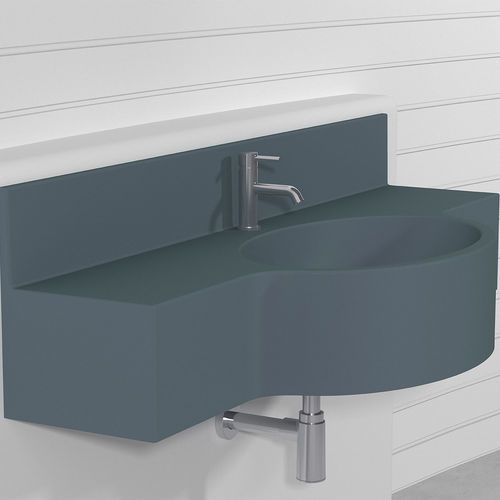 Lavabo sospeso - CIPRO 1 - Technova S.r.l. - in Pietraluce® / con piano integrato / personalizzabile