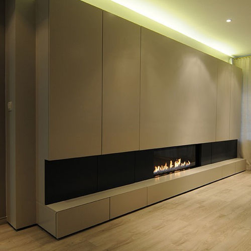 Camino a legna - LUNA DIAMOND 1300H - M-Design - a gas / da incasso / Faccia singola