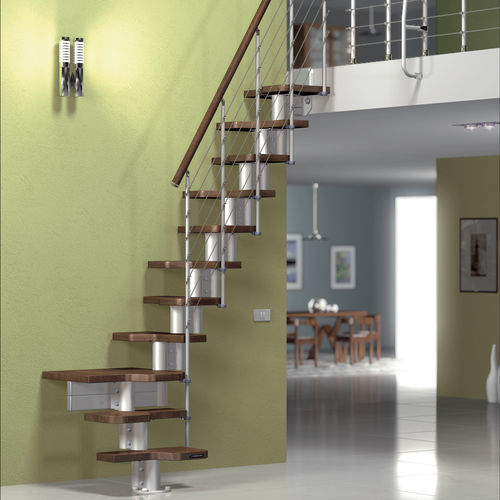 Scala dritta - DIXI - SK SYSTEME - a L / a U / con gradini in legno