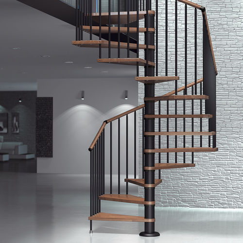 Scala a chiocciola quadrata - FOX Q - SK SYSTEME - con gradini in legno / con struttura in metallo / contemporanea