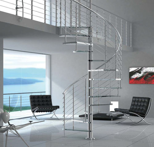 Scala a chiocciola - DIABLE - SK SYSTEME - con gradini in vetro / con struttura in metallo / contemporanea