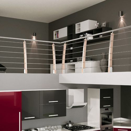 Ringhiera in acciaio inossidabile - ARC 100 RX - SK SYSTEME - in faggio / a sbarre / da interno