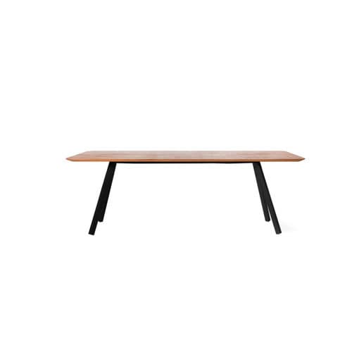 Tavolo contemporaneo - B-AROUND - RS LIFE - in iroko / con supporto in acciaio / rettangolare