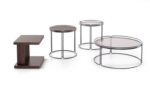 Tavolino basso contemporaneo - MONOLITH - Ditre Italia - in legno / in vetro / rotondo